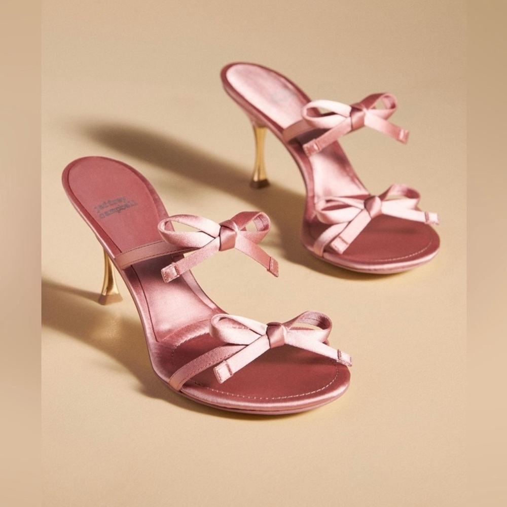 Jeffrey Campbell Bow-Bow Sandal Kitten Heels in Blush Pink